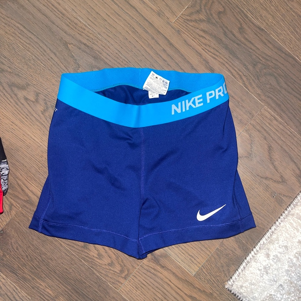 Blue women’s Nike pro shorts